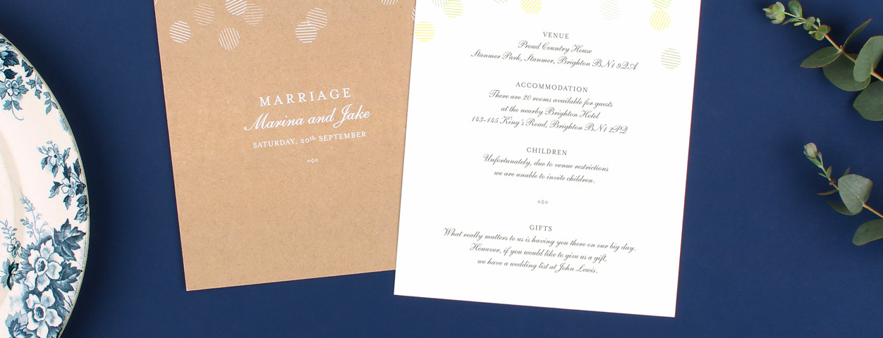 Wedding inserts guest information cards