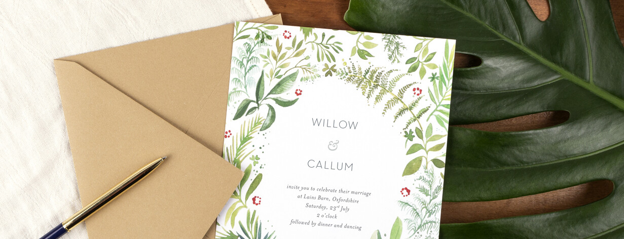 Forest whisper rustic wedding invitations
