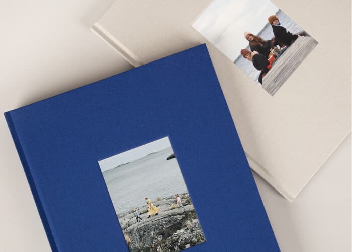Debossed fabric hardcover travel photo albums