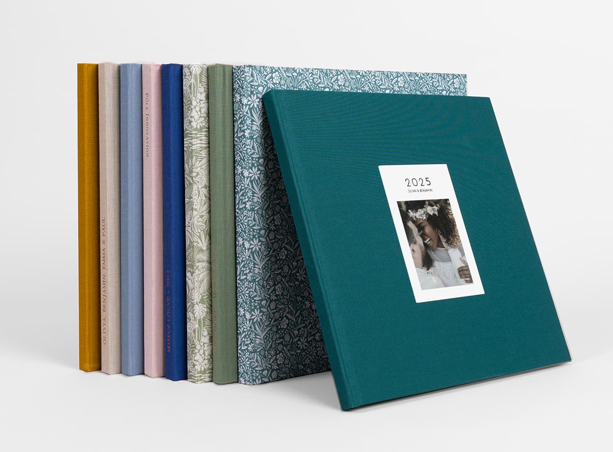 Fabric photo books debossed cover photo