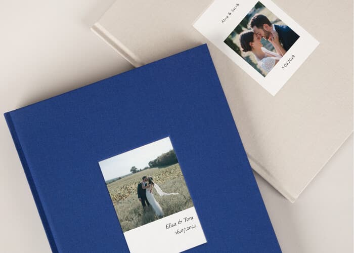 Debossed wedding photo albums