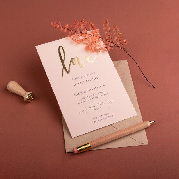 Foil evening wedding invitations