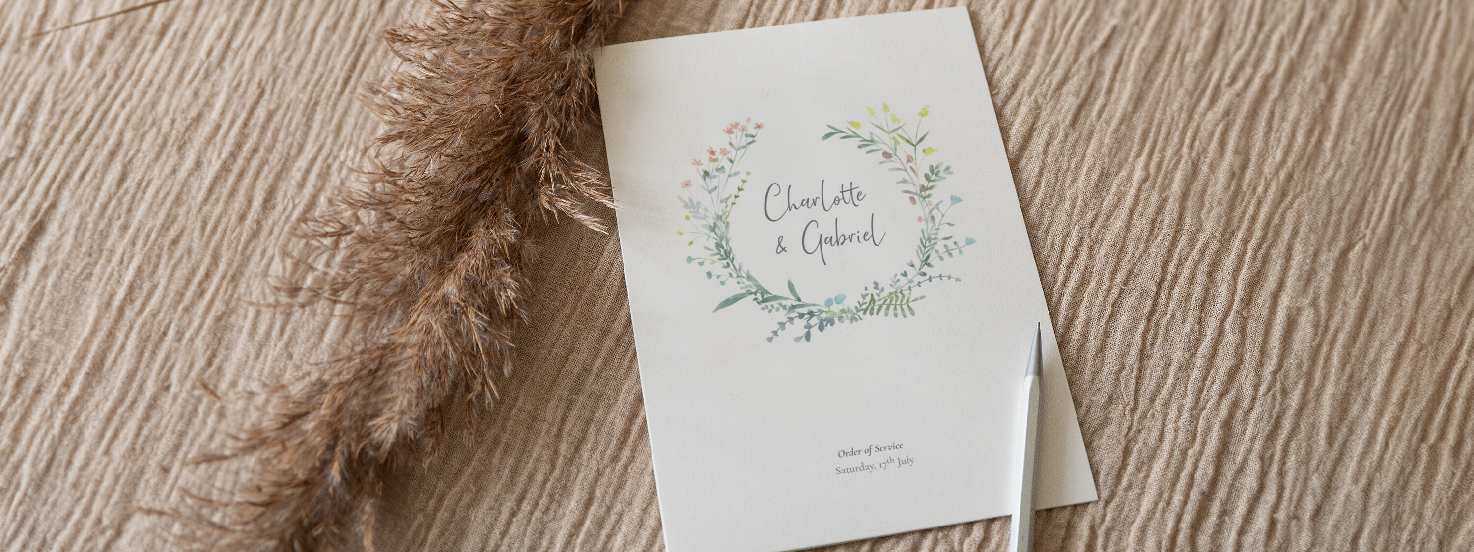 Beige Wedding Order of Service Booklet Covers