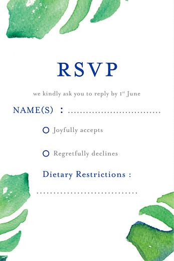 RSVP Cards Acapulco white & green - Front