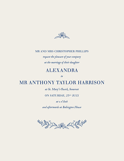 Wedding Invitations Natural Chic Blue - Front