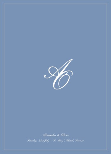 Wedding Order of Service Booklet Covers Chic Border Blue - Page 1