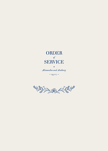 Wedding Order of Service Booklet Covers Natural Chic Blue - Page 1