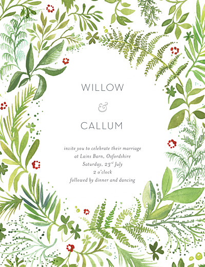 Wedding Invitations Forest Whisper Green - Front