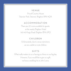 Guest Information Cards Engraved Chic Small Blue