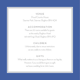 Guest Information Cards Engraved Chic Blue