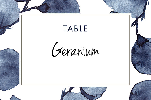 Wedding Table Numbers Deep Floral Blue - Front