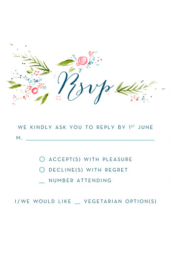 RSVP Cards One Spring Day White - Front