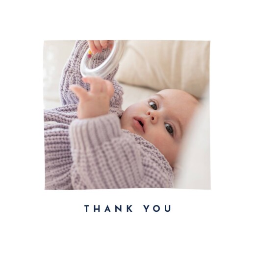 Baby Thank You Cards Floral Ribbon White - Front