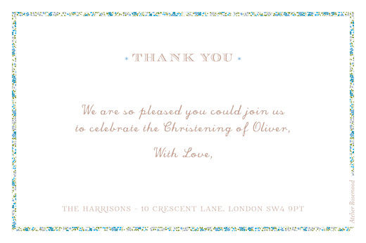 Baby Thank You Cards Liberty Cross Landscape Blue - Back