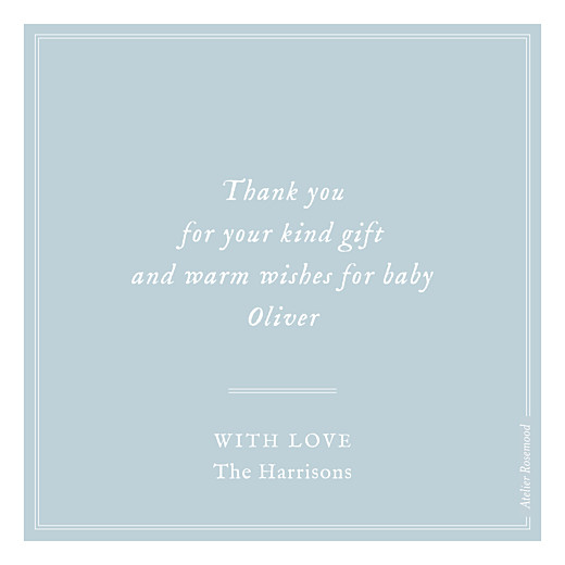 Baby Thank You Cards Medallion Blue - Back
