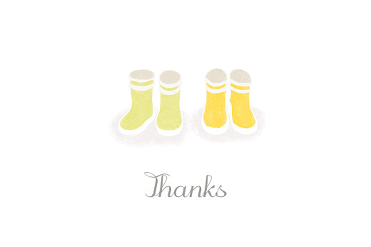 Baby Thank You Cards Wellies (Twins) Yellow - Front