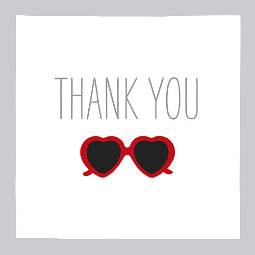 Baby Thank You Cards Sweetheart Grey & Red - Front