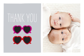 Baby Thank You Cards Sweetheart (Twins) Red & Pink