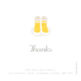 Baby Thank You Cards Wellies (Photo) Yellow