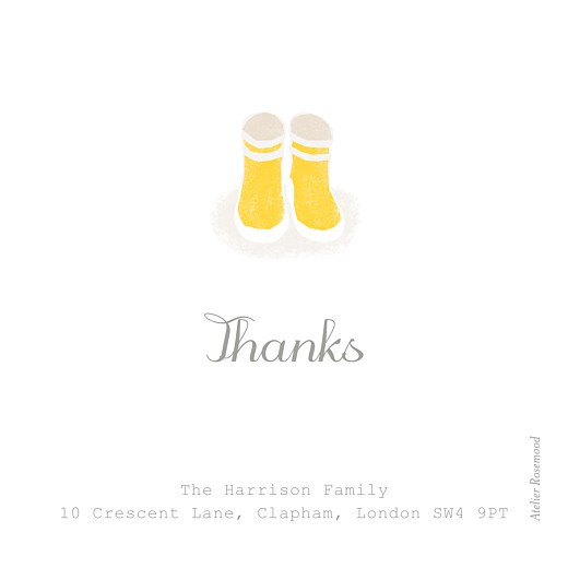 Baby Thank You Cards Wellies (Photo) Yellow - Front