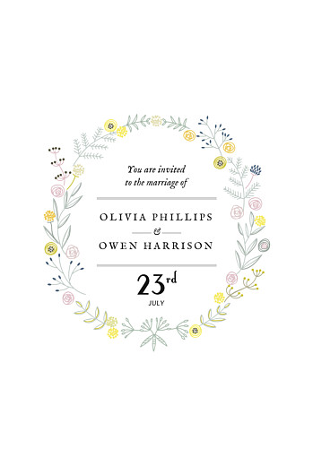Wedding Invitations Touch of Floral (Small) White - Front