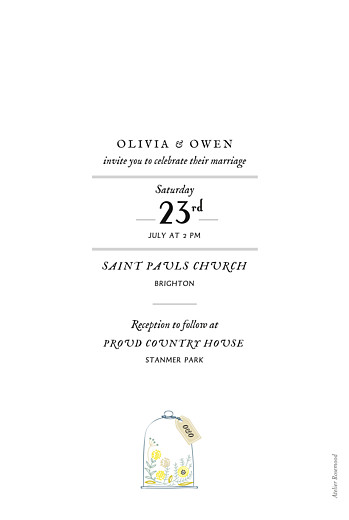 Wedding Invitations Touch of Floral (Small) White - Back