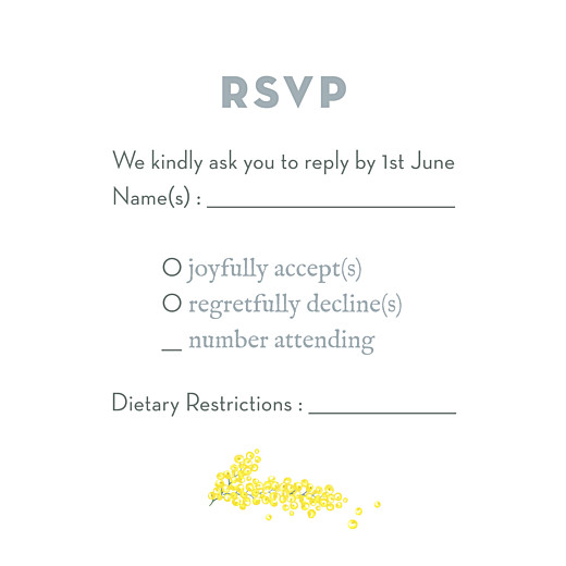 RSVP Cards Mimosa (Square) Yellow - Front