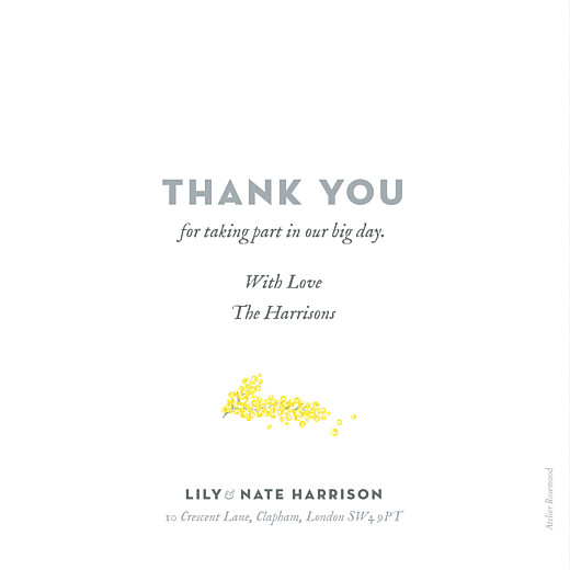 Wedding Thank You Cards Mimosa Yellow - Front