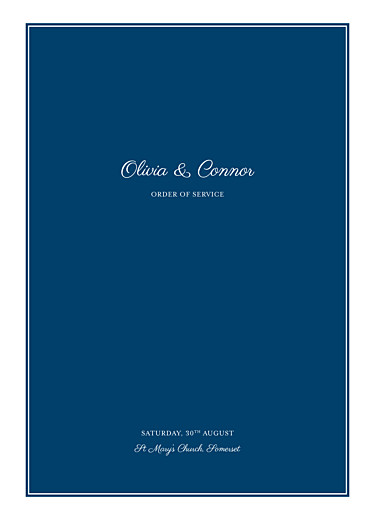 Wedding Order of Service Booklet Covers Chic Navy Blue - Page 1