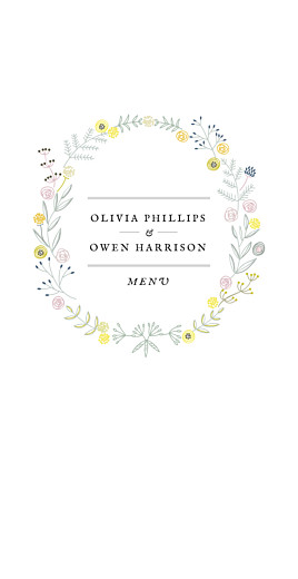 Wedding Menus Touch of Floral Green - Front