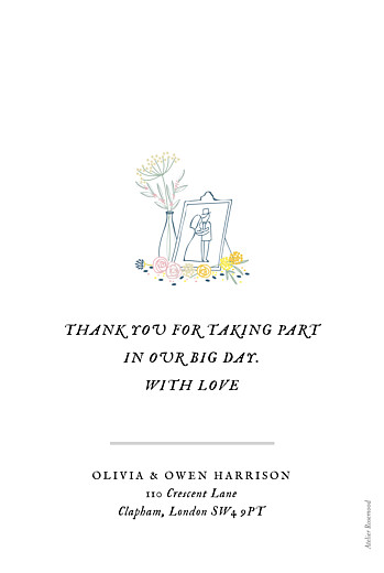 Wedding Thank You Cards Touch of Floral White - Back