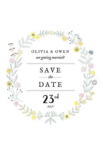 Save The Dates Touch of Floral White - Front