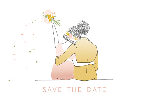 Save The Dates Lovely Couple Pink - Front
