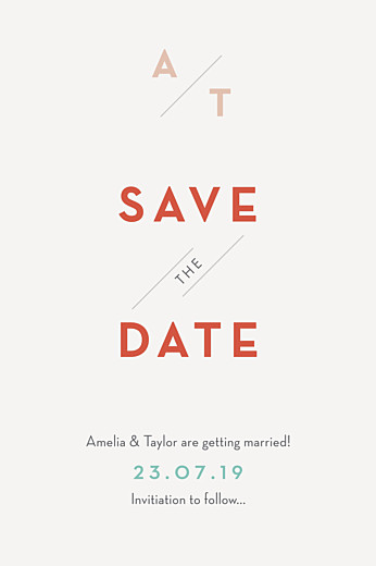Save The Dates Graphique Orange & Turquoise - Front