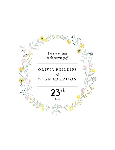Wedding Invitations Touch of Floral White - Front