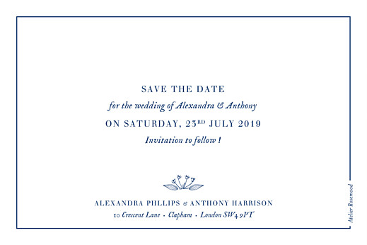 Save The Dates Natural Chic (Foil) Blue - Back