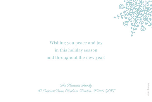 Christmas Cards The First Snowflake Blue - Back