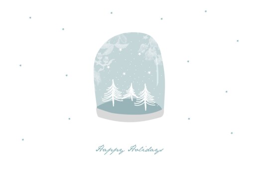 Christmas Cards Snow Globe Blue - Front