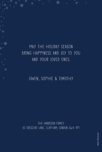 Christmas Cards Holiday Flurries Blue - Back