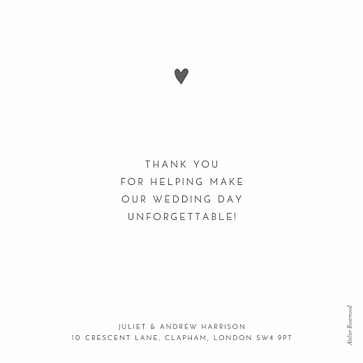 Wedding Thank You Cards Foil Heart White - Back