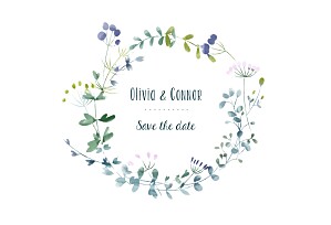 Save The Dates Watercolour meadow blue