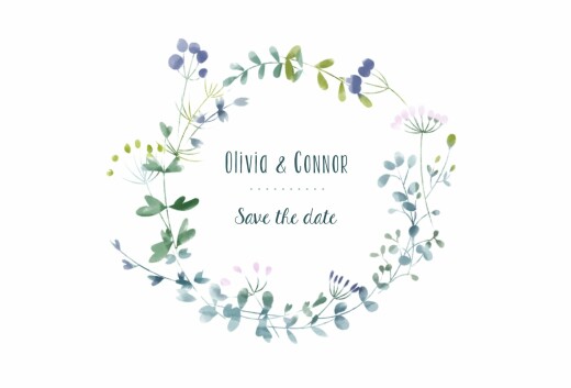 Save The Dates Watercolour Meadow Blue - Front