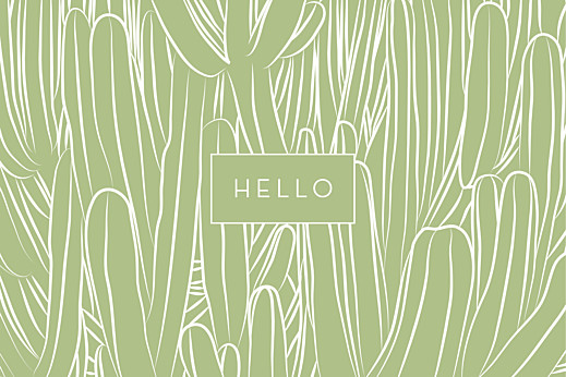 Notecards Hello Cactus Green - Front