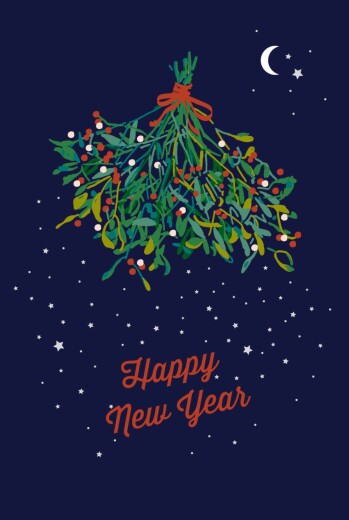 Christmas Cards Under The Mistletoe Blue - Front