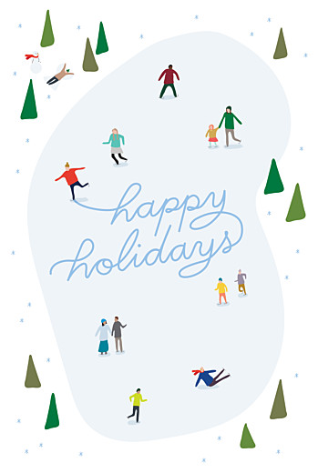 Christmas Cards Little Ice Dancers Blue - Front