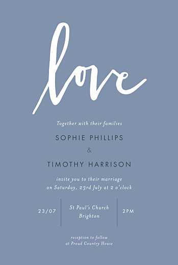 Wedding Invitations Love Letters (Small) Blue - Front