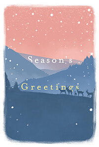 Christmas Cards Winter morning (4 pages) blue pink