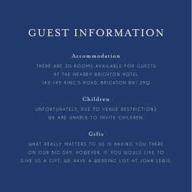 Guest Information Cards English Garden Blue