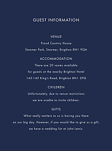 Guest Information Cards Sparks fly navy blue