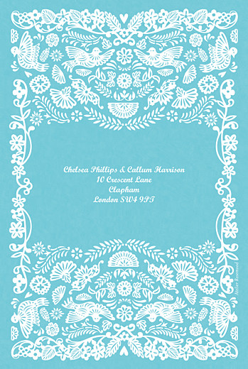 Wedding Invitations Papel Picado (Small) Blue - Back